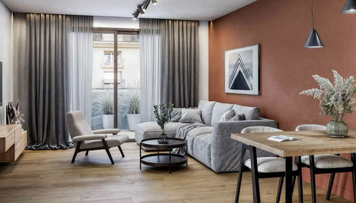 лофт-апартаменты после реконструкции с мебелью и кухней-гостиной